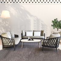 Salon jardin pouf confortable canapé en rotin étanche à l'eau sectionnel patio canapé ensemble mobilier d'extérieur