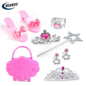 Pretty Girls Pretend Play Jewelry Set High Heel Shoe Diy Magic Crown Wand Toys Jewelry Princess