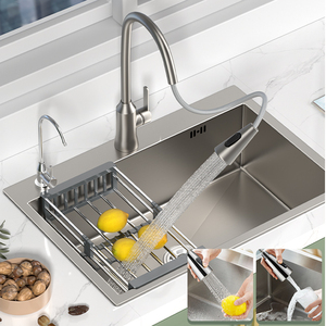 2025 popolare grande serbatoio 304 acciaio inossidabile Nano superficie grano di riso goffrato con rubinetto estraibile <span class=keywords><strong>lavello</strong></span> domestico di alta qualità - Product Image 4