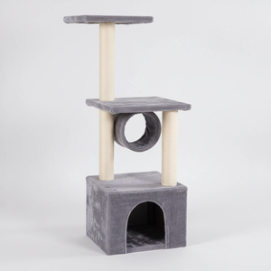 Arbre à chat de 37 pouces avec griffoir, maison durable pour animaux de compagnie, idéal pour chatons - Product Image 1