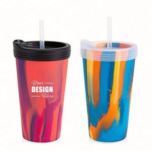 Vaso de Silicona Personalizado de 22oz, Diseño Sugar Rush - Irrompible, Ecológico, Tapa Hermética, Para Bebidas Frías/Calientes, Colores de Temporada - Product Image 1