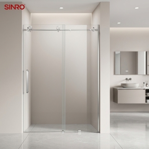 Puerta de <span class=keywords><strong>Ducha</strong></span> <span class=keywords><strong>Corredera</strong></span> Individual de Acero Inoxidable 304 Plateado Pulido de Lujo, <span class=keywords><strong>1</strong></span> Fija y <span class=keywords><strong>1</strong></span> <span class=keywords><strong>Corredera</strong></span>, con Pantalla de Vidrio Templado de Seguridad para Villa - Product Image 3