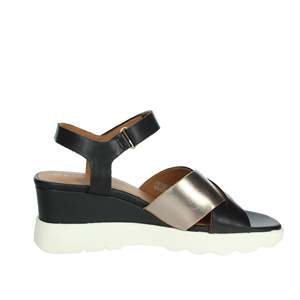 Geox Women's Wedge <b>Sandal</b> D45G0C 043CF Black Gold Size 38 - Product Image 4