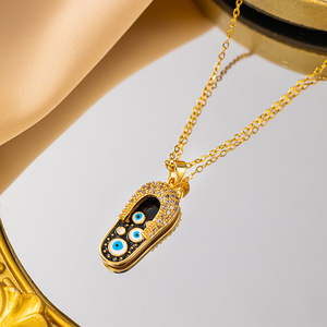 2025 טרנדי קריסטל טרנדי נעלי עיניים רשע שרשרת תליון 18 קארט מצופה זהב - Product Image 4