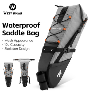 Tas Sadel Sepeda WEST BIKING 10L Tahan Air Kapasitas Besar Bahan Polyester Reflektif dengan Gantungan Lampu Belakang - Product Image 1