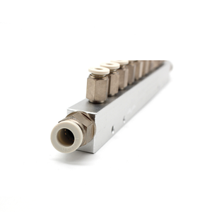 Distribuidor de <span class=keywords><strong>Aire</strong></span> de Aluminio Marca XY, 2 Entradas y 10 Salidas, Válvula de Distribución Neumática Multi-Puerto para Tubos de 8mm/4mm, 1 Año de Garantía - Product Image 5