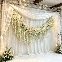 Décoration de mariage de luxe personnalisée, fleur de glycine rectangulaire en soie ivoire et rouge suspendue pour décoration de plafond intérieur/extérieur, fête de mariage
