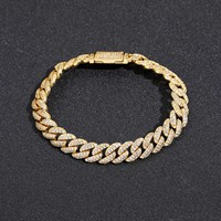 Bracelets européens et américains, chaîne cubaine à double rangée de zircon de 10 mm, bracelet pour homme, bijoux tendance hip-hop personnalisés, croix