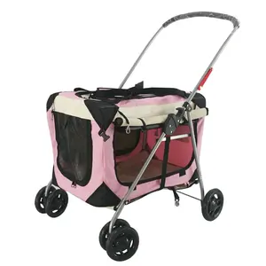 Factory Direct Sale 4 Rounds Foldable Detachable Pet Carrier Bag And Stroller Outdoor Pet Trolley