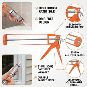 Pistolet à mastic manuel avec cadre en acier et poignée en plastique, outil de distribution de <span class=keywords><strong>colle</strong></span> à main pour la construction et l'étanchéité, permettant une utilisation sans effort - Product Image 1