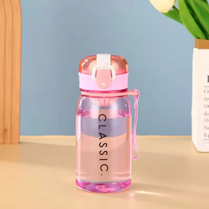 Translucent Bottle Outdoor Portable One-click Lid Children 400ml Water Cup <b>Plastic</b> Cup With Lifting Rope - Product Image 2