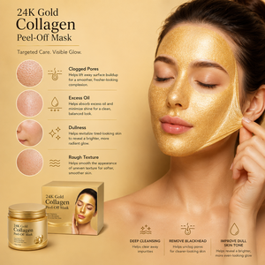 Masque facial peel-off au collagène or <span class=keywords><strong>24K</strong></span> avec logo personnalisé 120g, masque gel doré pour le visage, nettoyage des pores, contrôle du sébum, soin lissant et éclatant - Product Image 5