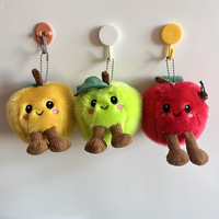 Geel Groen Rood Appel Sleutelhanger Pluche Speelgoed Voedsel Fruit Hanger Knuffeldier Pop Mini Schattig Beeldje Slaapkussen Groothandel
