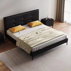 Nova Black High Gloss King Size Double Storage <b>Bed</b> with <b>LED</b> <b>Light</b> Modern Hotel Bedroom Furniture Sets - Product Image 2