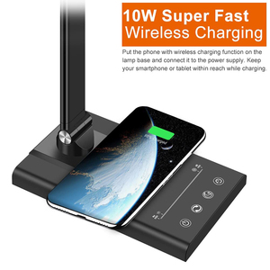 15W siêu sáng đa chức năng <span class=keywords><strong>LED</strong></span> bàn 5 chế độ chiếu sáng điều khiển cảm ứng nhôm 10W sạc không dây nhanh cho bàn văn phòng - Product Image 4