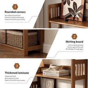 Estantería Abierta de Cinco Niveles, Moderna, de Madera Natural, para Estudio, Oficina, Sala de Estar, Estante de Almacenamiento Independiente - Product Image 5