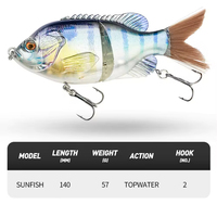 140mm 57g 2 bölümler Fiber saç kuyruk Bluegill Glide eklemli yüzen yem fırça kuyruk Sunfish Glide Topwater balıkçılık cazibesi