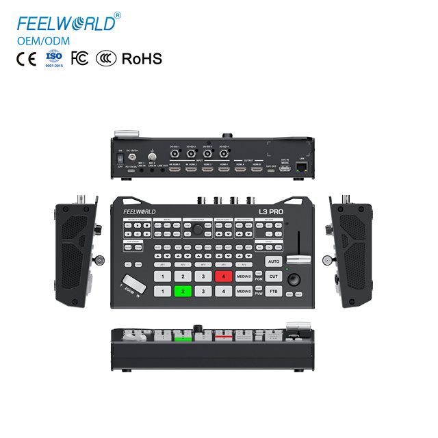 FEELWORLD L3 PRO Multi Format Video Switcher 4K HDMI 3G SDI UVC RTMP Live Video Mixer for Church Event
