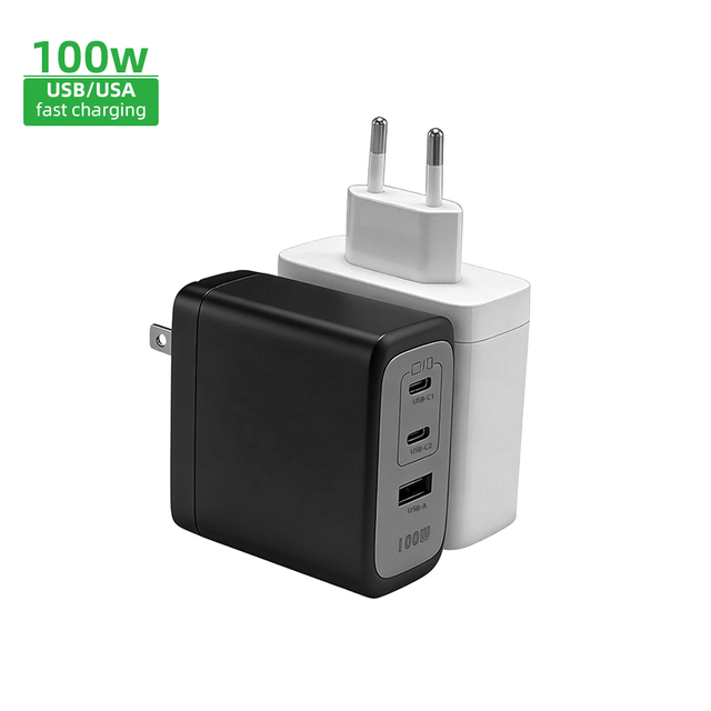 High Power 100W GaN Charger with PD 3.0 Triple USB-C Ports for Laptop Tablet Professional Office Setup