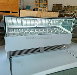 Vitrine Réfrigérée Commerciale pour Gelato et Crème Glacée, 24 Bacs, Dimensions Personnalisables, Refroidissement par Air, Idéale pour Cafés, Boulangeries et Magasins de Détail - Product Image 2