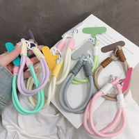 Dragonne de poignet pour coque de téléphone, en nylon écologique, universelle pour iPhone, avec design coloré en cordon court