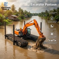 Ensemble de pontons pour excavatrice amphibie de 10 à 15 tonnes pour le désassainissement des plans d'eau et le développement des zones humides