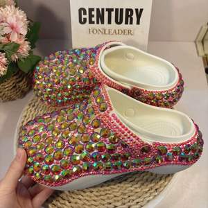 Sandalias Planas con diamantes de imitación de neón, suela gruesa, plataforma para exteriores y hogar, zapatos Sepatu 2025, zapatillas - Product Image 6