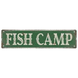 Histoires de poissons personnalisées racontées ici, enseigne en métal véritable, décorations de salle à manger, décoration de rue, art mural 16x4 pouces - Product Image 4