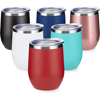 Vente en gros Tasse de voyage 12 oz Tasse isolée à paillettes colorées Gobelet à vin en acier inoxydable à double paroi avec couvercle en plastique