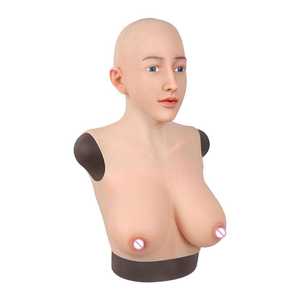 Internet célébrité accessoires femme Cosplay tête masque avec seins plein Silicone couvre-chef mâle à femelle pour mascarade déguisement - Product Image 5