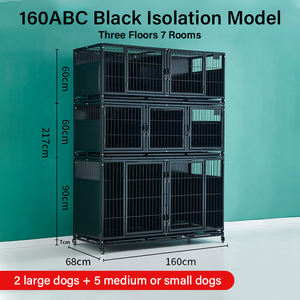 กรงสุนัขสำหรับผู้ป่วยในโรงพยาบาลสัตว์เลี้ยงกรงสุนัขสีดำและสีขาวรวมกันหลายชั้นเคลือบสังกะสีอบขนาดฟรี - Product Image 6