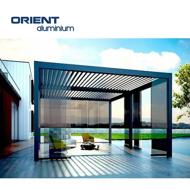 Terbaik Jual Modern Otomatis Gazebo Bioclimatica Pergola Aluminium Louvred Atap Patio Penutup