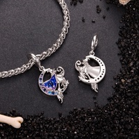 Breloques en laiton en gros pour la fabrication de bijoux DIY, thème Halloween, Sorcière de la Lune, avec pierres précieuses et émail, pour colliers, porte-clés et bracelets, design 3D
