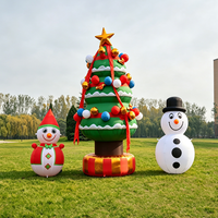 Ensemble d'arbres de Noël gonflables géants animés avec elfes et bonhommes de neige, en tissu Oxford résistant à l'eau, installation facile pour fêtes, événements et maison