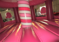 Produit populaire rose princesse carrousel thème rond gonflable rebond maison princesse plein d'entrain château sautant videur pour les enfants
