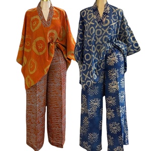 Nouvel ensemble deux pièces tendance 2026 LY pour femme : Blouse bohème éco-responsable à col en V et manches chauve-souris & pantalon droit – Vêtements africains - Product Image 1
