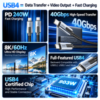 Kabel USB4 SAMZHE 40Gbps USB C ke USB C 240W PD Pengisian Cepat 8K 60Hz Video Kabel Tipe C
