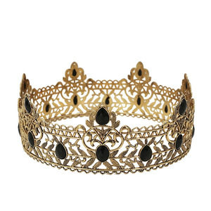 Diadema Vintage Estilo Barroco Real, Tocado de Cumpleaños, Corona Grande de Cristal de Colores, Estilo Europeo y Americano - Product Image 1