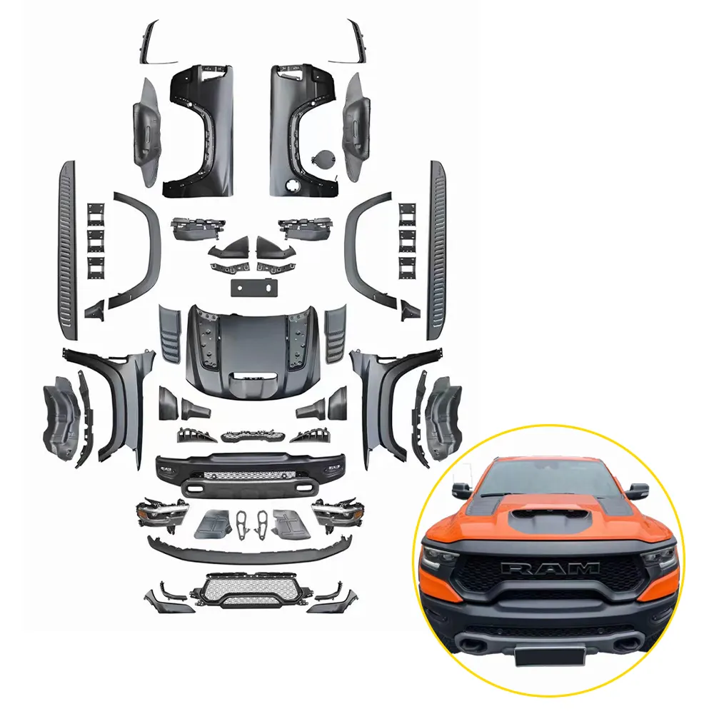 JP-DRBK01 ODM Karosseriekit Frontstoßstange RAM 1500 Update 2019-2023 TRX T-Rex Kit Karosseriekit für Dodge Ram 2013-2018