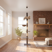 Arbre à chat moderne de luxe, tour du sol au plafond, poteau en sisal épaissi stable, multifonctionnel, cadre d'escalade minimaliste pour chat, carton