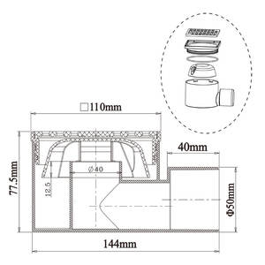 WaiiHO 030 Desagüe de Suelo Cuadrado Moderno de Acero Inoxidable 304 con Filtro, Salida de 4 Pulgadas, Pulido, Electrochapado, con Certificación Watermark para Baño - Product Image 6