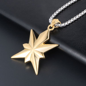 Collier octogonal en acier inoxydable pour hommes, pendentif étoile à huit pointes, bijoux cadeau SP632 - Product Image 2