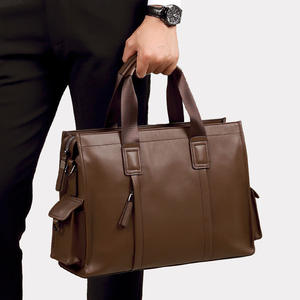Maletín y Bolso de Mano Cruzado de Cuero Genuino para Hombre, <span class=keywords><strong>Bolsa</strong></span> para Computadora de Gran Capacidad con Forro de Poliéster, Impermeable para Verano - Product Image 1