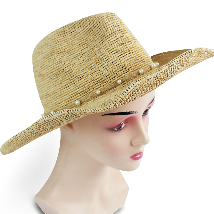 ST12 Flat Brim Woven Raffia Straw