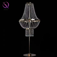 Ensemble de décoration de salle de réception de mariage de haute qualité, rideau de perles de cristal suspendu, support de fleurs, centre de table LED