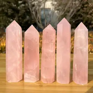 Wholesale Natural Rose Quartz Point Crystals Wand Obelisk Reiki Healing Decor Gift