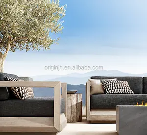 Contemporânea para todos os climas poltrona giratória de madeira teca pátio mobiliário de jardim conjunto de sofá ao ar livre