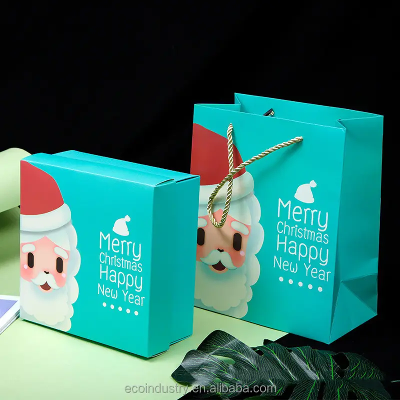 Kotak Hadiah Natal Kepingan Salju Kotak Kertas Buah Kering Mur Karton Hadiah Natal Kertas Santa Claus Manusia Salju