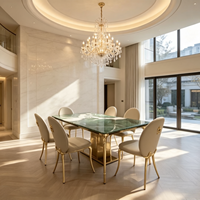 Table à manger moderne de luxe avec plateau en marbre et pieds en métal pour la maison, les restaurants, les mariages, les hôtels, personnalisable