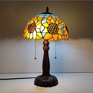Lampe de bureau de style Tiffany pour chambre à coucher méditerranéenne, en verre teinté, LED, abat-jour DC, bleu/noir/rose/rouge/blanc, décoration pour la maison et l'hôtel - Product Image 3